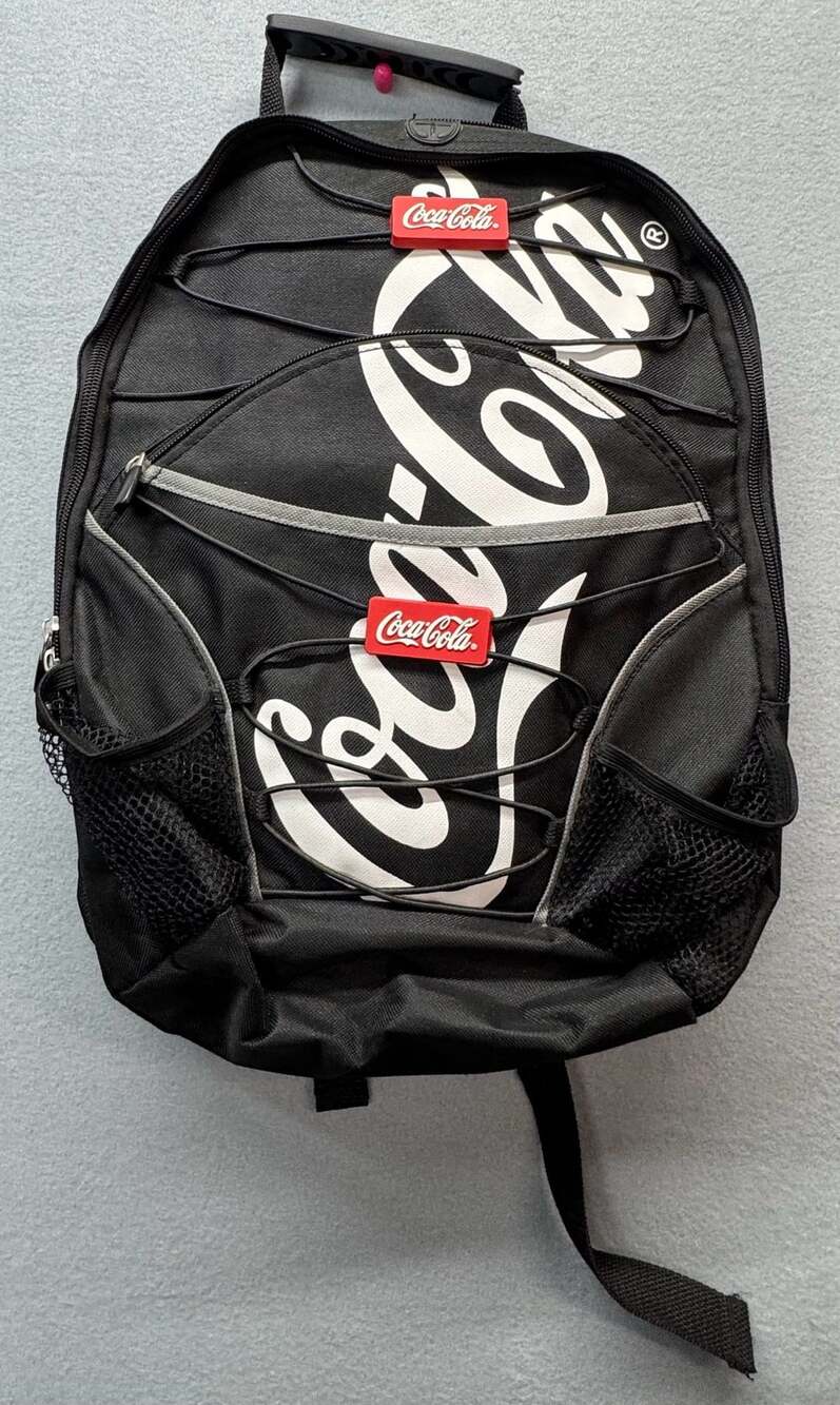 Coca-Cola Black Backpack With Bungee Cord And Logo Details